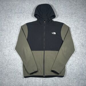 The North Face Fleece Hoodie Mens Medium Olive Green Full Zip Jacket Gorpcore